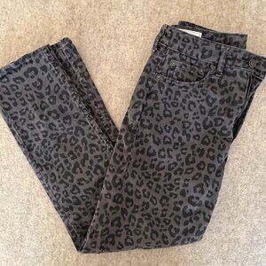 GAP Vintage Slim Sky High Leopard Print Jeans 28/6R Gray Black